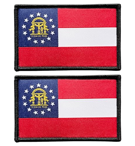 stidsds 2 Stück USA Georgia Flagge Patch Georgia Staatsflaggen bestickte Patches US-Staatsflaggen Militär-taktischer Klettverschluss Patch für Kleidung, Hut, Rucksäcke, Stolz-Dekorationen von stidsds