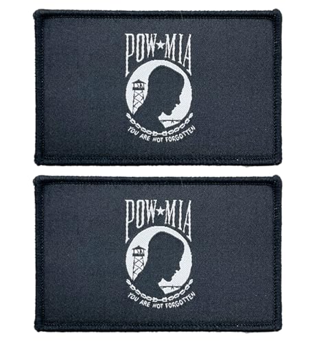 stidsds 2 Stück USA POW MIA Flagge Patch POW MIA Flaggen bestickte Patches Militärflaggen Taktische Klettverschluss Patch Dekorationen von stidsds