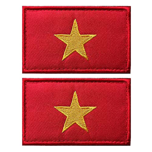 stidsds 2 Stück Vietnam-Flagge Patch Vietnam Flaggen Bestickte Patches Vietnam Flaggen Militär Taktischer Patch für Kleidung Hut Rucksäcke Stolz Dekorationen von stidsds