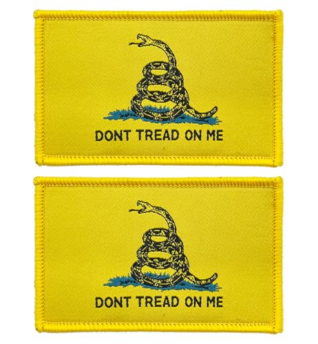 stidsds Aufnäher mit Aufschrift "Don't Tread On Me", Gadsden-Flaggen, bestickt, Schlangenflaggen, Militär, taktischer Klettverschluss, Dekoration, 2 Stück von stidsds