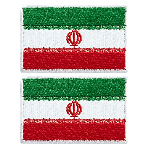 stidsds Iran-Flaggenaufnäher, bestickt, iranische Flaggen, Militär, taktischer Aufnäher für Kleidung, Hut, Rucksäcke, Stolz, Dekorationen, 2 Stück von stidsds