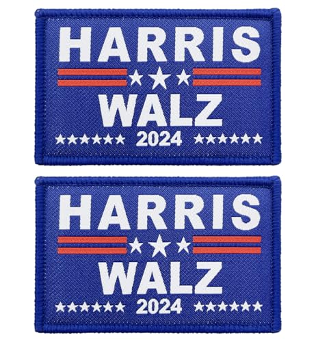 stidsds Kamala Harris Walzer 2024 Flaggenaufnäher, Kamala Harris für Präsidenten-Flaggen, bestickte Aufnäher, Kamala Harris Tim Walz, Militär-Aufnäher, Stolz-Dekorationen, 2 Stück von stidsds