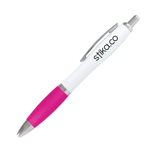 stika.co Contour Pink Werbestifte – Personalisierte Gummi-Kugelschreiber für Schule, Arbeit und Veranstaltungen – UV-gedruckt, lebendige Farben, mit großem Platz für Branding (1 Stift) von stika.co