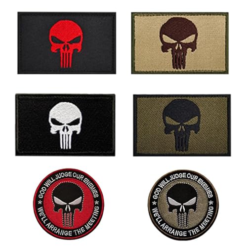 Airsoft Patch Klett,6 Stück Rucksäcke Militär Patches,Militär Klett Patches,Bestickte Aufnäher Zum Aufbügeln,Punisher Patch,Für Rucksäcke Taktische Kleidung von stillwen