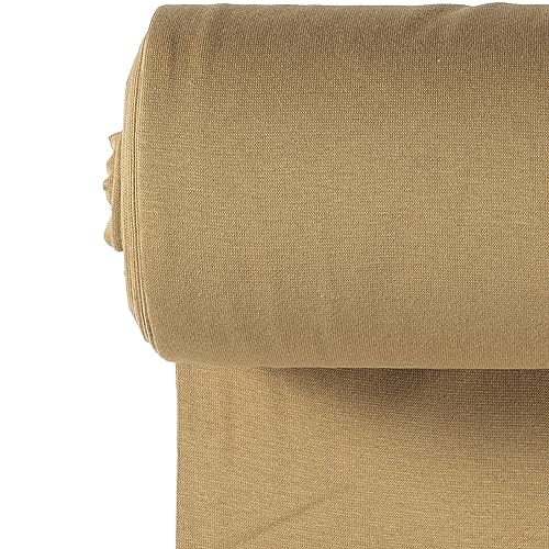Bündchenstoff Meterware | Uni Jersey | Oeko-Tex Schlauchware glatt 70 cm breit | 38 Farben 0,5m (beige) von stoffmarkt reste truhe