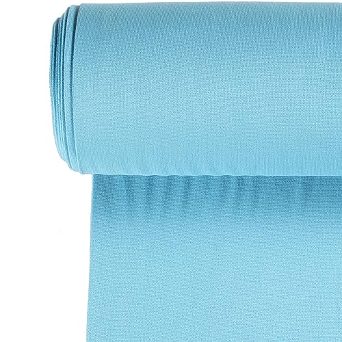 Bündchenstoff Meterware | Uni Jersey | Oeko-Tex Schlauchware glatt 70 cm breit | 38 Farben 0,5m (hell aqua) von stoffmarkt reste truhe