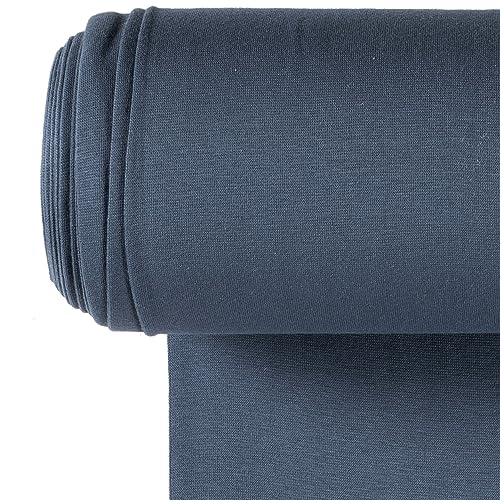 Bündchenstoff Meterware | Uni Jersey | Oeko-Tex Schlauchware glatt 70 cm breit | 38 Farben 0,5m (jeans blau) von stoffmarkt reste truhe