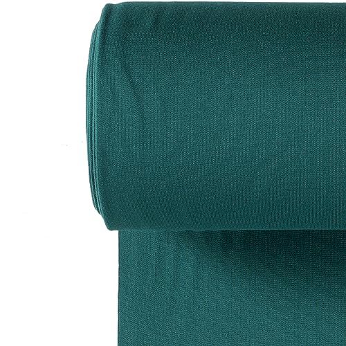 Bündchenstoff Meterware | Uni Jersey | Oeko-Tex Schlauchware glatt 70 cm breit | 38 Farben 0,5m (petrol) von stoffmarkt reste truhe
