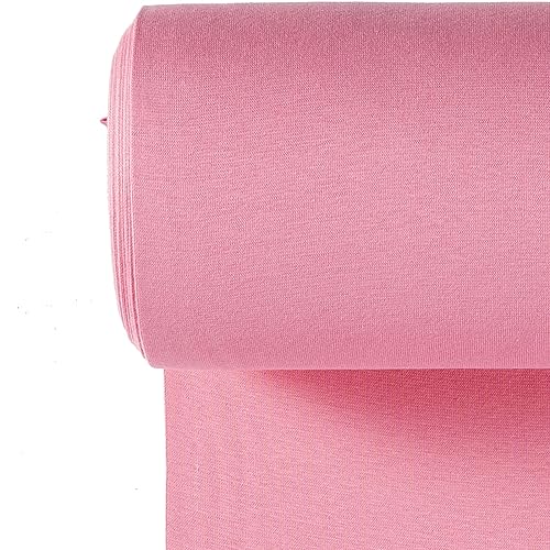 Bündchenstoff Meterware | Uni Jersey | Oeko-Tex Schlauchware glatt 70 cm breit | 38 Farben 0,5m (rosa) von stoffmarkt reste truhe