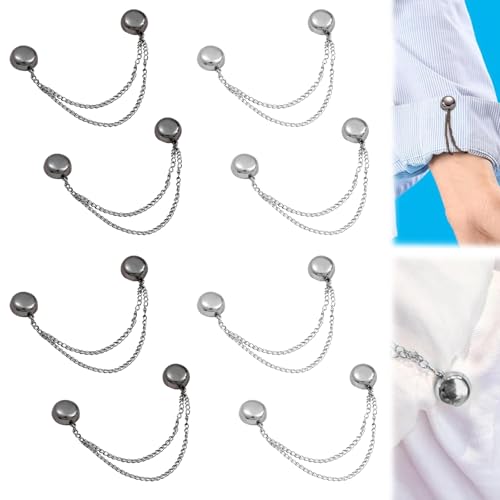 8 Stück Magnetische Kleidungsclips,Multifunktionale Magnetische Kleider-Clips,Hijab-Magnete Mit Kette,Magnetischer Schnappverschluss für Damen,Kleidungsclips,Hijab-Pin-Dekoration(Silber+Schwarz) von stroyayo