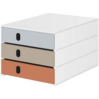 styro Schubladenbox styroval pro feelings, Pebbles  grau, beige, orangebraun 14-8050.Pe, DIN C4 mit 3 Schubladen von styro