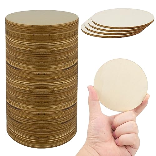 suaywo 50 Stück 10cm Natürliche Runde Holzscheiben Basteln Bemalen Runde Naturholzscheiben Holzanhänger Holz, für DIY Dekoration Handwerke, Bemalen Scrapbooking von suaywo