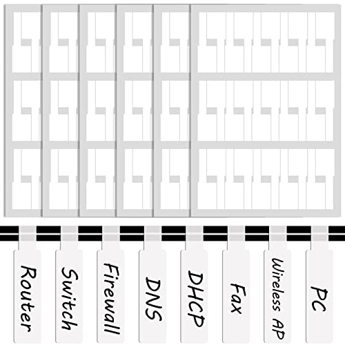 Selbstklebende Kabeletiketten, Kabel Beschriftung Beschriften Kabelaufkleber Wasserdichte Kabelkennzeichnung Sortiert 8 Blatt Labels Weiß von sukevitor