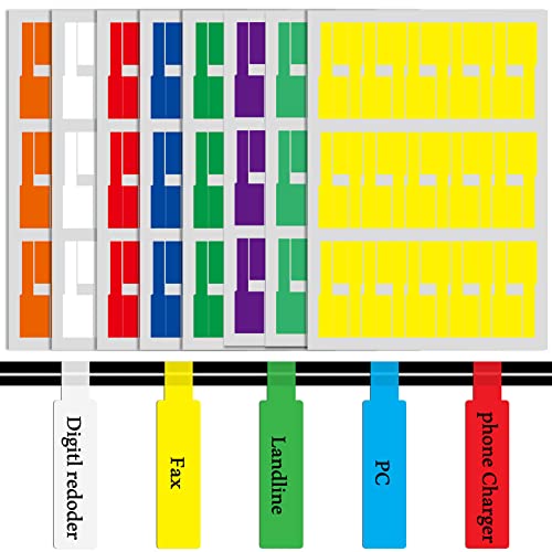 Selbstklebende Kabeletiketten, Kabel Beschriftung Beschriften Kabelaufkleber Wasserdichte Kabelkennzeichnung Sortiert 8 Farben 8 Blatt Labels Haltbar Kabel Aufkleber 240Pcs von sukevitor