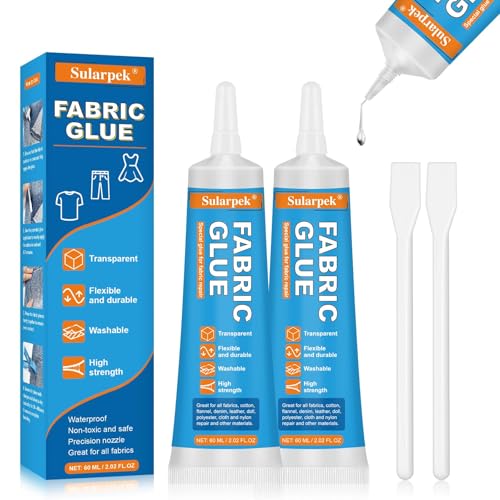Sularpek 2 * 60 ML Textilkleber, Transparenter Stoffkleber, Waschmaschinenfest Permanenter Kleber für Stoffe, Textilkleber Extra Stark für Alle Stoffe, Baumwolle, Denim, Flanell, Polyester Sularpek 2 * 60 ML Textilkleber, Transparenter Stoffkleber, Waschmaschinenfest Permanenter Kleber für Stoffe, Textilkleber Extra Stark für Alle Stoffe, Baumwolle, Denim, Flanell, Polyester von sularpek