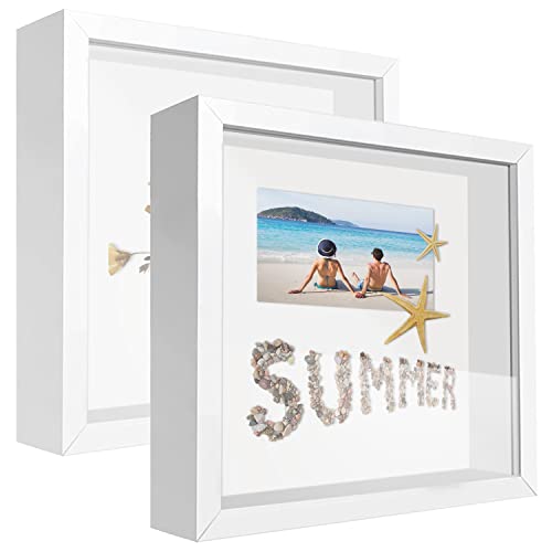 sunmeg 2Pcs 3D Bilderrahmen zum Befüllen 25 x 25cm Bilderrahmen Tief 3D Objektrahmen Hölzern bis 3cm, 3D Rahmen für Objekte, Blumen, Hochzeitsstrauß oder Erinnerungsstücke von sunmeg