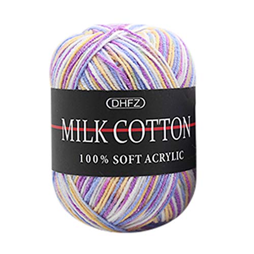 sunnymi 50g DIY Wolle Super Soft Baby Milk Cotton Wool Häkeln Hand Stricken Bunt Milch Baumwolle Geschenk Garn Strick Wolle Pullover Hüte Schals Decke (J, 1.2mm) von sunnymi