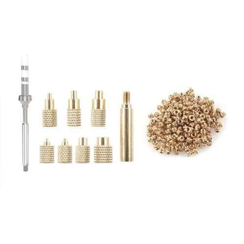 sunree Heat Insert Nut Iron Tip TS100 Lötspitzenbaugruppe mit 100 STK. M3 Muttern in Gold & Silber, M2-M8-Brass-Einsatzmuttern-Set von sunree