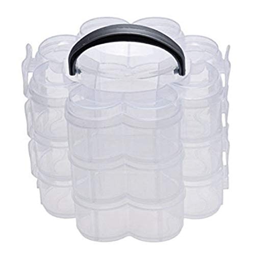 sunroot 3-Stufiger Durchsichtiger Stapelbarer Organizer Aufbewahrung Behälter Kunststoff Hobby Kasten Behälter Schmuck Koffer - Transparent von sunroot