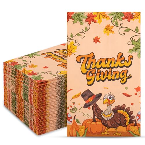 Supernal Servietten mit Aufschrift "Thank Giving", dekorativ, Türkei, Dankes-Servietten, Putteken-Servietten, Papier, Danksagung, Dinner-Servietten für Danksagungspartys, 100 Stück von supernal