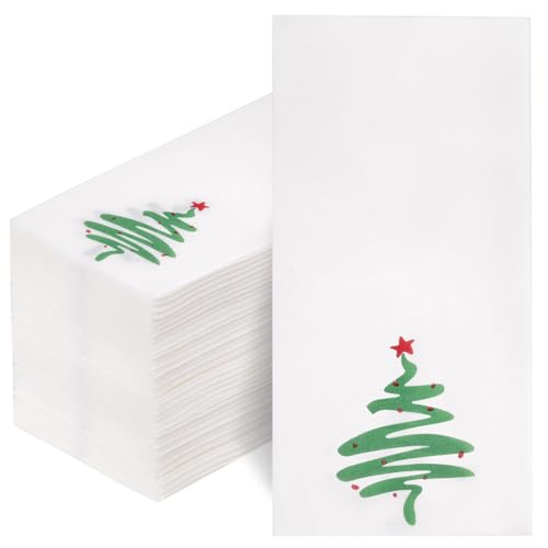 Supernal Weihnachtsservietten, Weihnachtsbaum-Servietten, Weihnachtsgäste-Servietten, Weihnachts-Papierservietten, Weihnachtsbaum-Papierservietten, grüne Bäume, rote Sterne, Npkins für von supernal