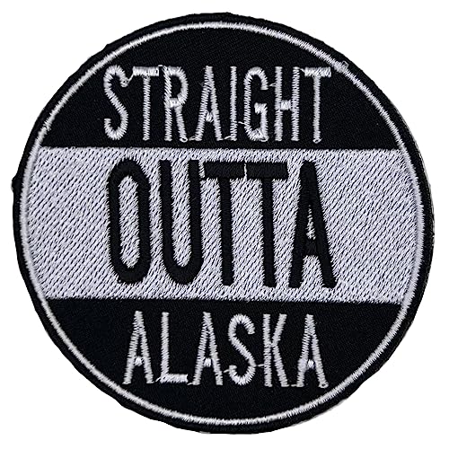 Besticktes Abzeichen zum Aufbügeln mit Alaska-Motiv "Straight Outta US State Represent" von supersenter