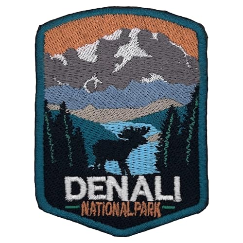 Denali US National Park Patch Souvenir – besticktes Reiseabzeichen zum Aufbügeln auf Stoff – 63 National Park Collection von supersenter