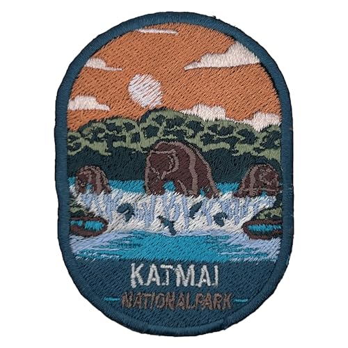 Katmai US National Park Patch Souvenir – besticktes Reiseabzeichen zum Aufbügeln auf Stoff – 63 National Park Collection von supersenter