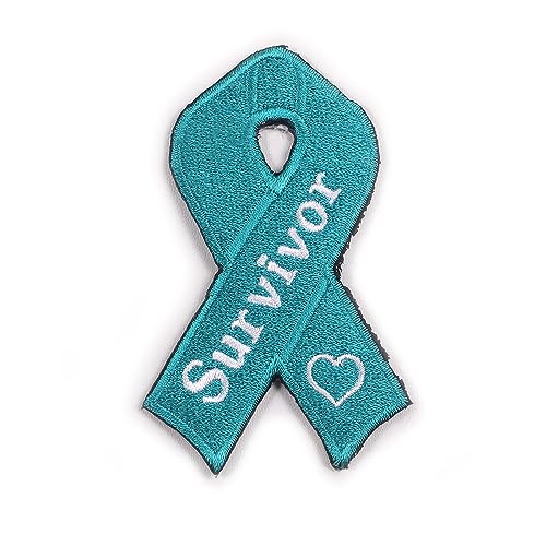 Ovarian Survivor – All Cancer Ribbons + Cancer Survivor Ribbon Collection – besticktes Abzeichen zum Aufbügeln auf Stoff von supersenter