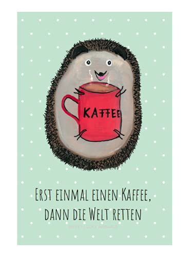 sweet lucky animals 1 lustige Grußkarte (Klappkarte) 18x12cm mit Tiermotiv, Igel Kaffee, und 1 weißer Umschlag - 100% Handmade Grußkarte mit Spruch Tiermotiv lustige Karten Klappkarte Tier von sweet lucky animals