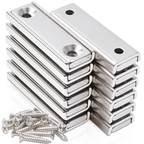 12 Stück Neodym Magnete Extra Stark, 40x13,5x5mm Magnete Stark Groß Schraubbar Magneten Rechteckmagnete Magnete mit Loch Magnetverschluss Senkkopf Magnet Industrielle Topfmagnet mit Schrauben von swihorab