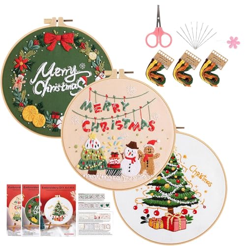 syayw Stickset für Weihnachten, Stickset für Weihnachten – Sticksets für Weihnachten mit Motiven, Stickset für den Winter, Bastelset, Weihnachtszubehör von syayw