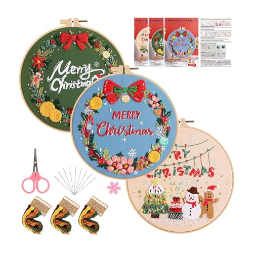 syayw Stickset für Weihnachten, Stickset für Weihnachten – Sticksets für Weihnachten mit Motiven, Stickset für den Winter, Bastelset, Weihnachtszubehör von syayw