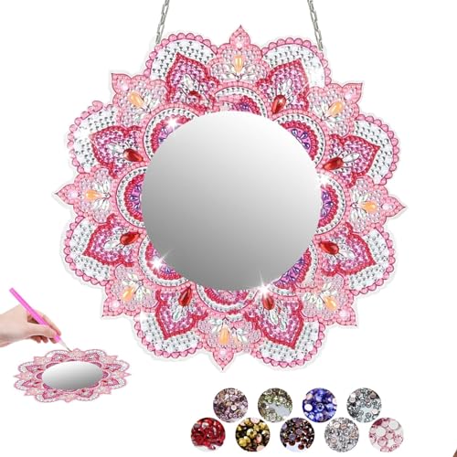 sylbx 1 Stück DIY 5D Diamond Painting Makeup Mirror,Diamant-Kunst Make-up-Spiegel,5D Diamond Painting Spiegel Bastelset Kinder,5D Diamond Painting Spiegel,Geschenk für Mädchen 6 7 8 9 10 11 Jahre von sylbx