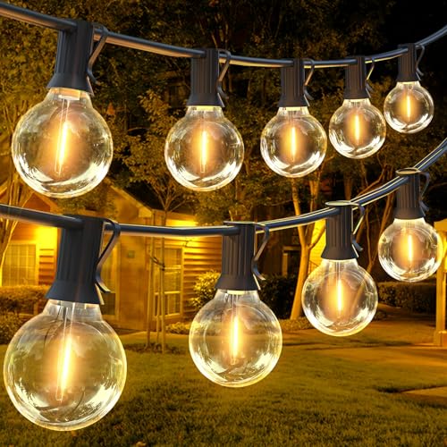 sylvwin LED Lichterkette Außen,15M Outdoor Lichterkette mit 20+1 G40 Bruchsicher Glühbirnen.Warmweiße G40 Lichterkette Glühbirnen,IP44 Wasserdicht Lichterketten für Außen & Innen Garten,Partys von sylvwin