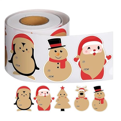 Weihnachtsrollen-Aufkleber - 200 Stück Weihnachtsthema Aufkleber | Weihnachtsmann Schneemänner Weihnachtsaufkleber - Frohe Weihnachten Aufkleber | sélf-Adhesive Holiday Envelope Aufkleber für von szaluyk