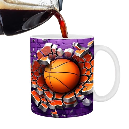 szaluyk Reise-Kaffeetasse, Kugel-Keramikbecher | Tragbarer Ballbecher mit flachem 3D-Effekt,Keramik-Teetasse, lebendige Farben, Keramiktasse für Kaffee, Tee, heiße Schokolade von szaluyk