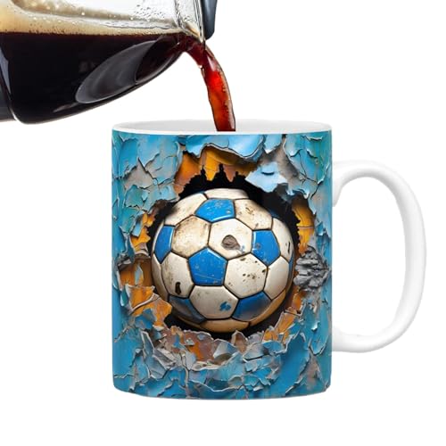 szaluyk Reise-Kaffeetasse, Kugel-Keramikbecher - Tragbarer Ballbecher mit flachem 3D-Effekt - Lebendige Farben Keramiktasse. Keramik-Teetasse für Weihnachten und Ostern von szaluyk