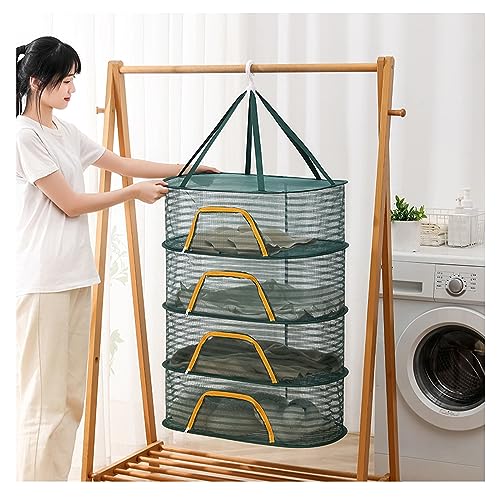 szdianhai Drying Rack Trockennetz,Lufttrocknungsnetz, Trockennetz,Trockennetz Hängend,mit Haken Netzgestell zum 4-Lagiges Mesh Trockennetz für KräUter,Polyamid+Stahldraht (4-lagiges) von szdianhai