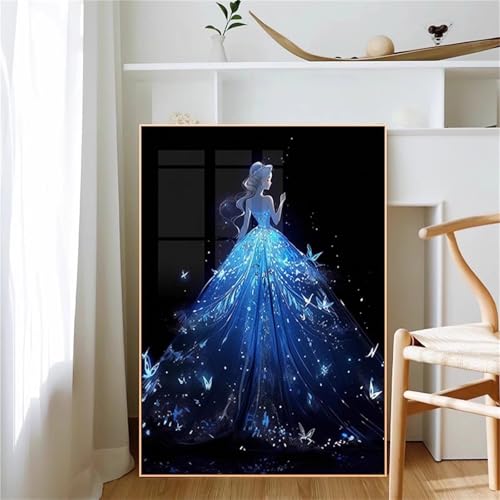 taesdvry Blauer Rock Frau Diamond Painting Kits Für Erwachsene, 5D Diamond Art Kits Für Anfänger,Round Drill DIY Vollbohrerbild Mit Diamant Malerei Bilder Home Wand Dekor 30x50cm von taesdvry