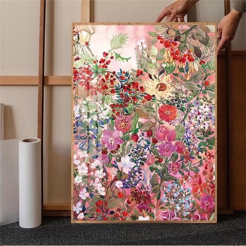 taesdvry Botanische Blumen Diamond Painting Kits Für Erwachsene, 5D Diamond Art Kits Für Anfänger,Round Drill DIY Vollbohrerbild Mit Diamant Malerei Bilder Home Wand Dekor 25x45cm von taesdvry