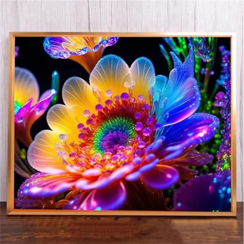 taesdvry Bunte Blume Diamond Painting Kits Für Erwachsene, 5D Diamond Art Kits Für Anfänger,Round Drill DIY Vollbohrerbild Mit Diamant Malerei Bilder Home Wand Dekor 100x130cm von taesdvry