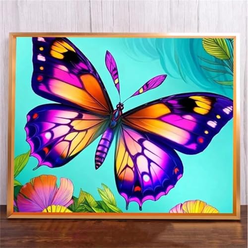 taesdvry Bunter Schmetterling Diamond Painting Kits Für Erwachsene, 5D Diamond Art Kits Für Anfänger,Round Drill DIY Vollbohrerbild Mit Diamant Malerei Bilder Home Wand Dekor 100x130cm von taesdvry