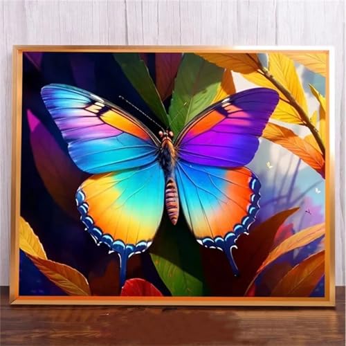 taesdvry Bunter Schmetterling Diamond Painting Kits Für Erwachsene, 5D Diamond Art Kits Für Anfänger,Round Drill DIY Vollbohrerbild Mit Diamant Malerei Bilder Home Wand Dekor 70x90cm von taesdvry