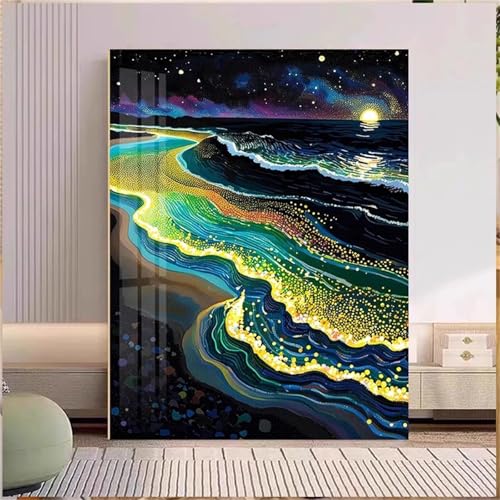 taesdvry Bunter Strand Diamond Painting Kits Für Erwachsene, 5D Diamond Art Kits Für Anfänger,Round Drill DIY Vollbohrerbild Mit Diamant Malerei Bilder Home Wand Dekor 40x60cm von taesdvry