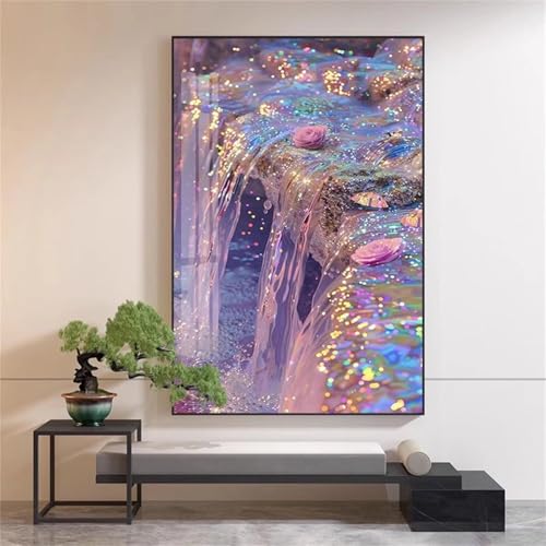 taesdvry Bunter Wasserfall Diamond Painting Kits Für Erwachsene, 5D Diamond Art Kits Für Anfänger,Round Drill DIY Vollbohrerbild Mit Diamant Malerei Bilder Home Wand Dekor 60x80cm von taesdvry