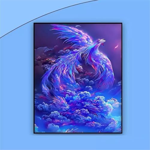 taesdvry Diamond Painting Set für Erwachsene,Blauer Phönix Diamond Art Erwachsene Full DIY Diamant Kunst Malerei Bilder Home Wand Dekor Square Drill 70x90cm von taesdvry