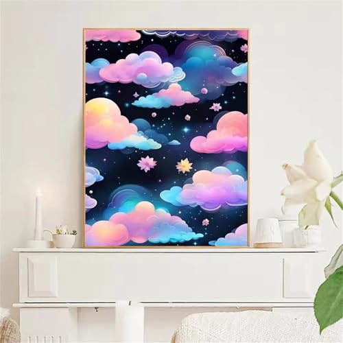 taesdvry Diamond Painting Set für Erwachsene,Bunte Wolken Diamond Art Erwachsene Full DIY Diamant Kunst Malerei Bilder Home Wand Dekor Square Drill 100x130cm von taesdvry