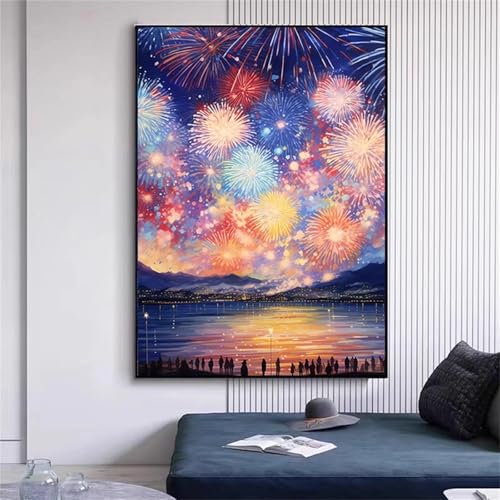 taesdvry Diamond Painting Set für Erwachsene,Buntes Feuerwerk Diamond Art Erwachsene Full DIY Diamant Kunst Malerei Bilder Home Wand Dekor Square Drill 30x50cm von taesdvry