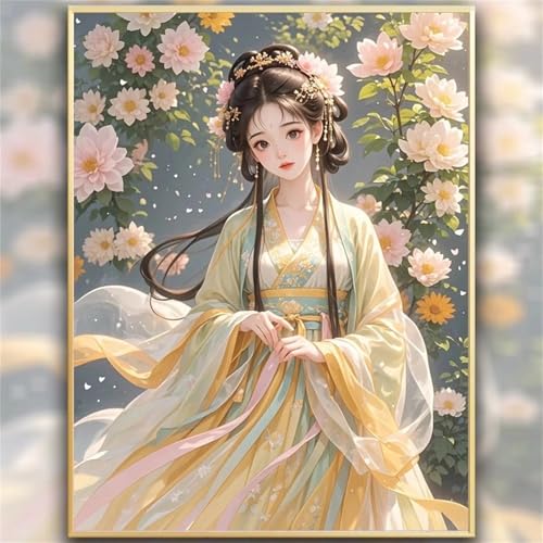 taesdvry Diamond Painting Set für Erwachsene,Schöne Frau mit Blume Diamond Art Erwachsene Full DIY Diamant Kunst Malerei Bilder Home Wand Dekor Square Drill 90x110cm von taesdvry